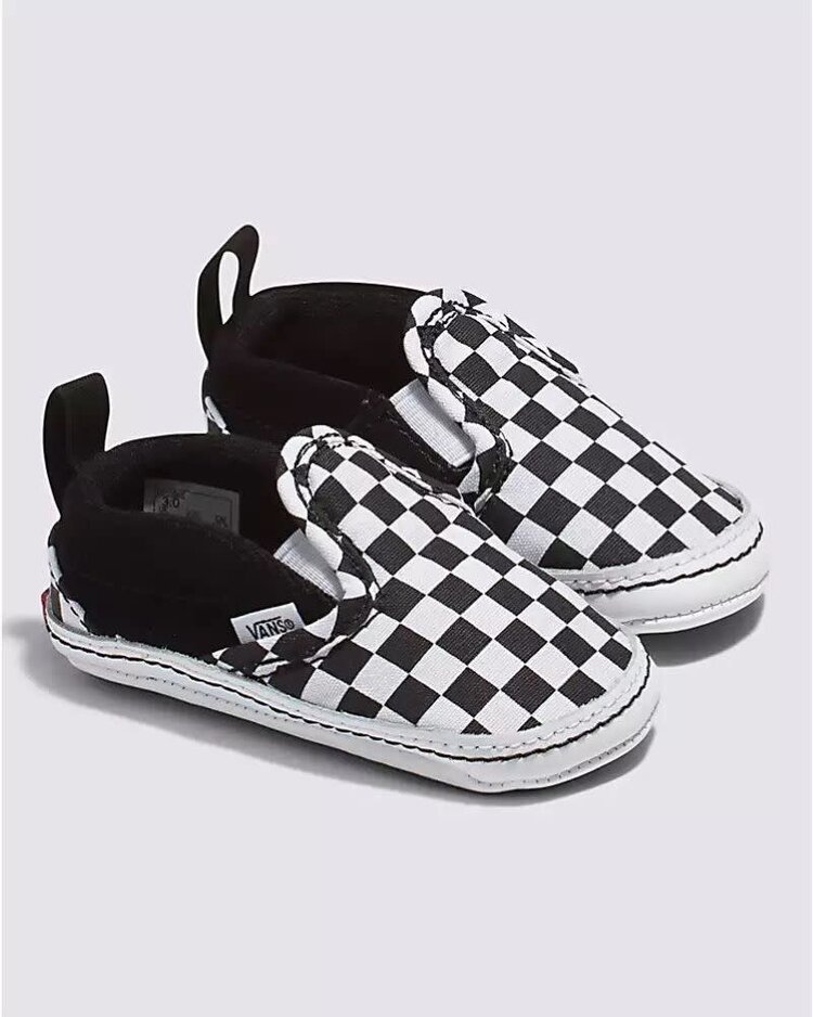 VANS VANS Infant Slip-On V Crib Checker Shoe in Black/True White