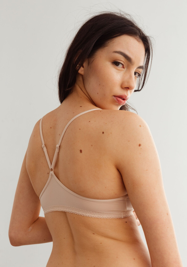 BLUSH BLUSH The Micro Lace Trim Bralette Nude