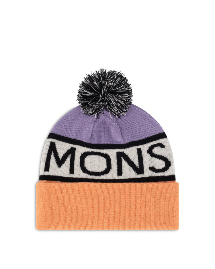 MONS ROYALE MONS ROYALE McCloud Pom Pom Beanie in Lupin / Punch / White