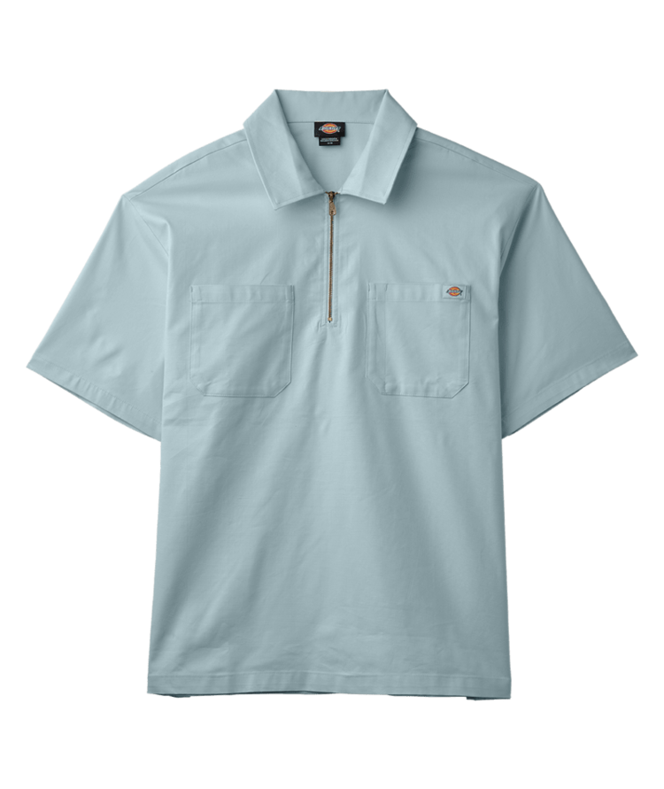 DICKIES DICKIES Mens Ranch Quarter Zip Short Sleeve Shirt Skyway