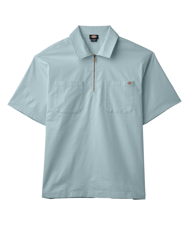 DICKIES Mens Ranch Quarter Zip Short Sleeve Shirt Skyway - Edge of