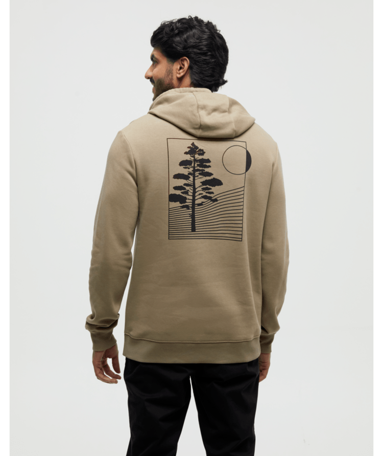 TENTREE TENTREE Mens Linear Tree Hoodie Khaki/Meteorite Black