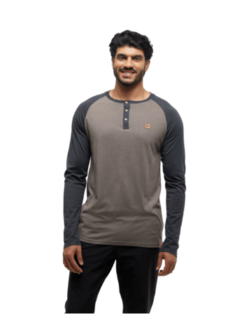 TENTREE TENTREE Mens Baker Henley Longsleeve Falcon Heather/Meteorite Black Heather