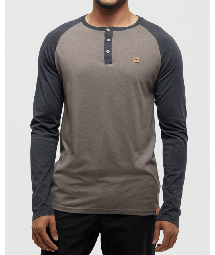 TENTREE TENTREE Mens Baker Henley Longsleeve Falcon Heather/Meteorite Black Heather