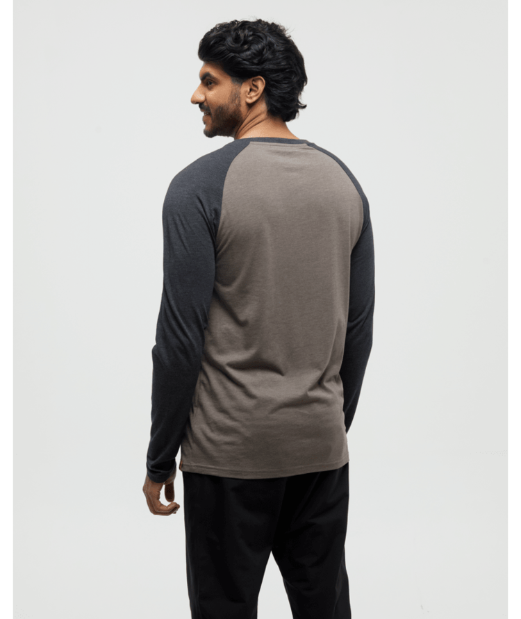 TENTREE TENTREE Mens Baker Henley Longsleeve Falcon Heather/Meteorite Black Heather