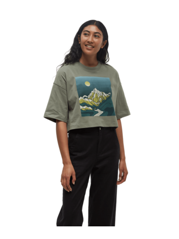 TENTREE TENTREE Womens Emerald Edge Oversized Crop T-Shirt Agave Green/Darkest Spruce