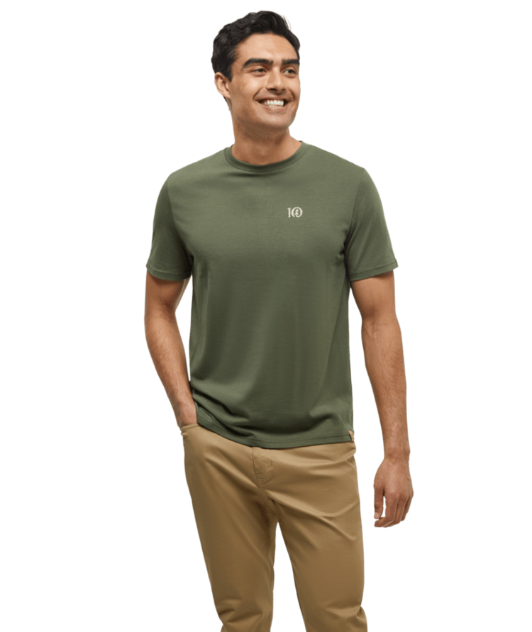 TENTREE TENTREE Mens Woodblock Ten T-Shirt Deep Olive/Sunray