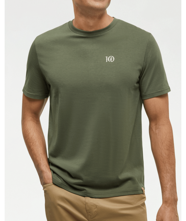 TENTREE TENTREE Mens Woodblock Ten T-Shirt Deep Olive/Sunray