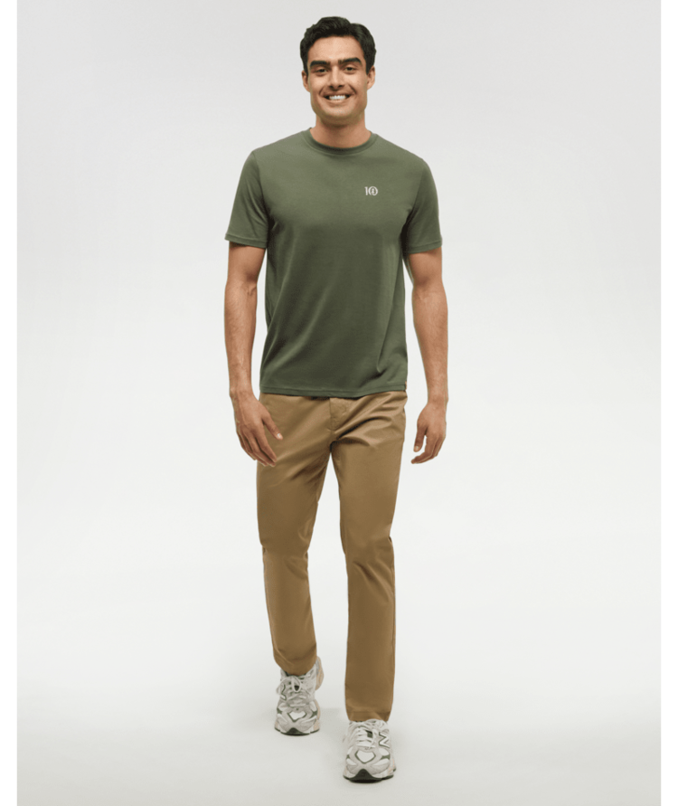 TENTREE TENTREE Mens Woodblock Ten T-Shirt Deep Olive/Sunray