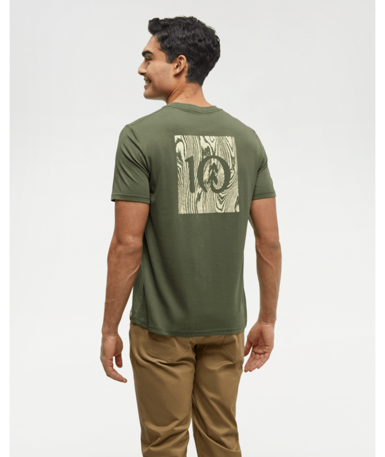 TENTREE TENTREE Mens Woodblock Ten T-Shirt Deep Olive/Sunray