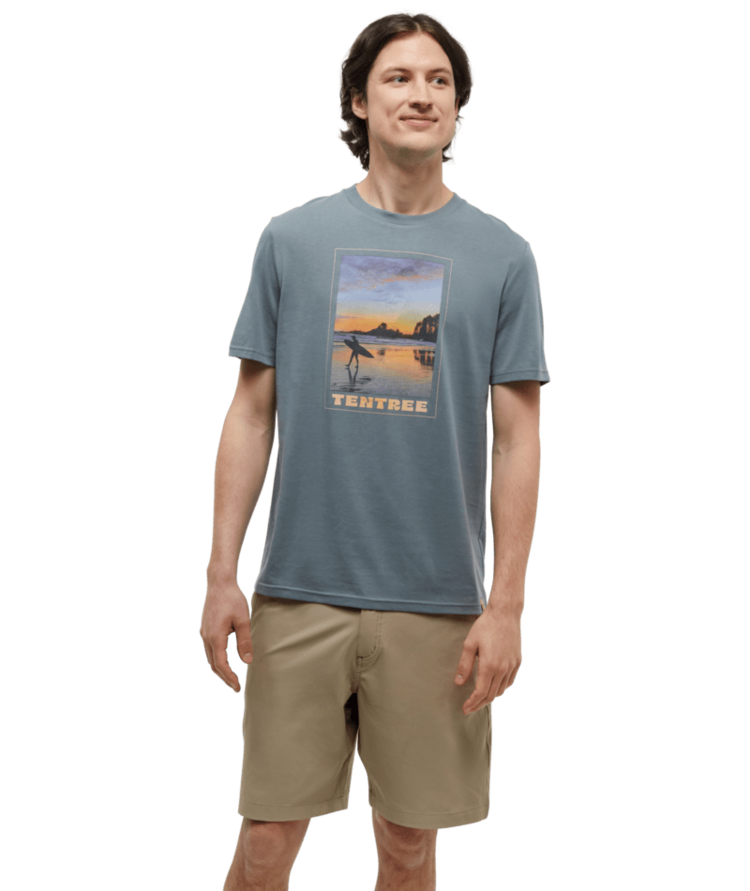 TENTREE TENTREE Mens Surf Memento T-Shirt Anchor Grey/Beach