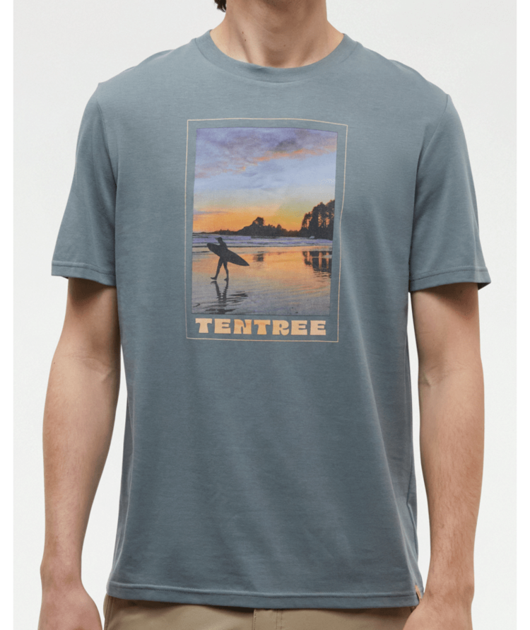 TENTREE TENTREE Mens Surf Memento T-Shirt Anchor Grey/Beach