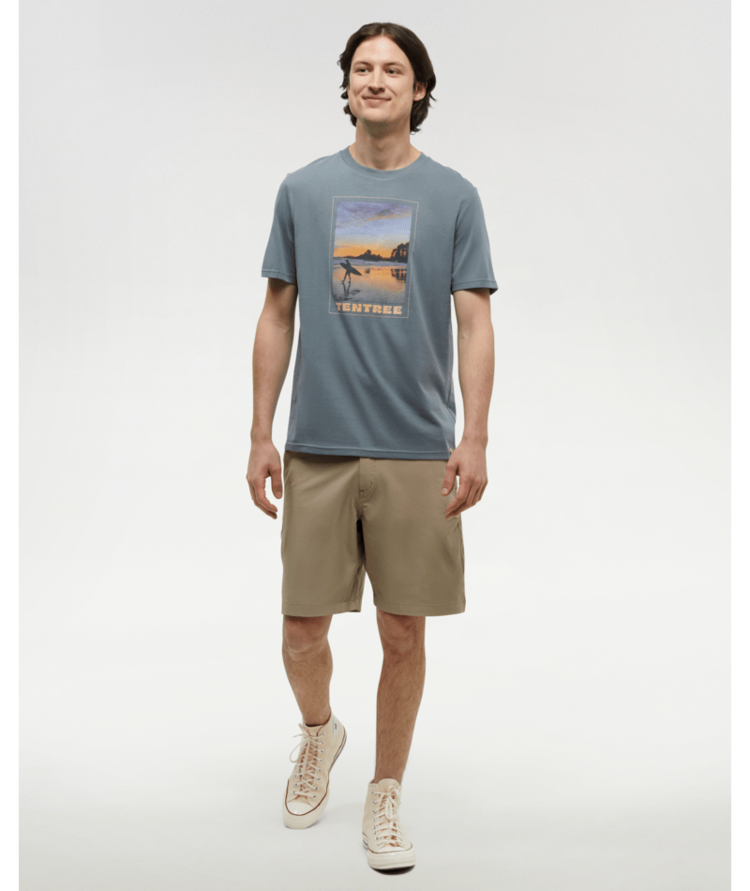 TENTREE TENTREE Mens Surf Memento T-Shirt Anchor Grey/Beach
