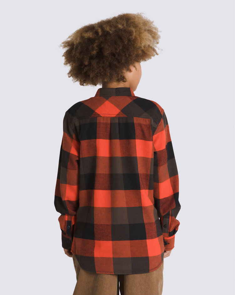 VANS VANS Kids Box Flannel Buttondown Shirt in Black/Fiesta