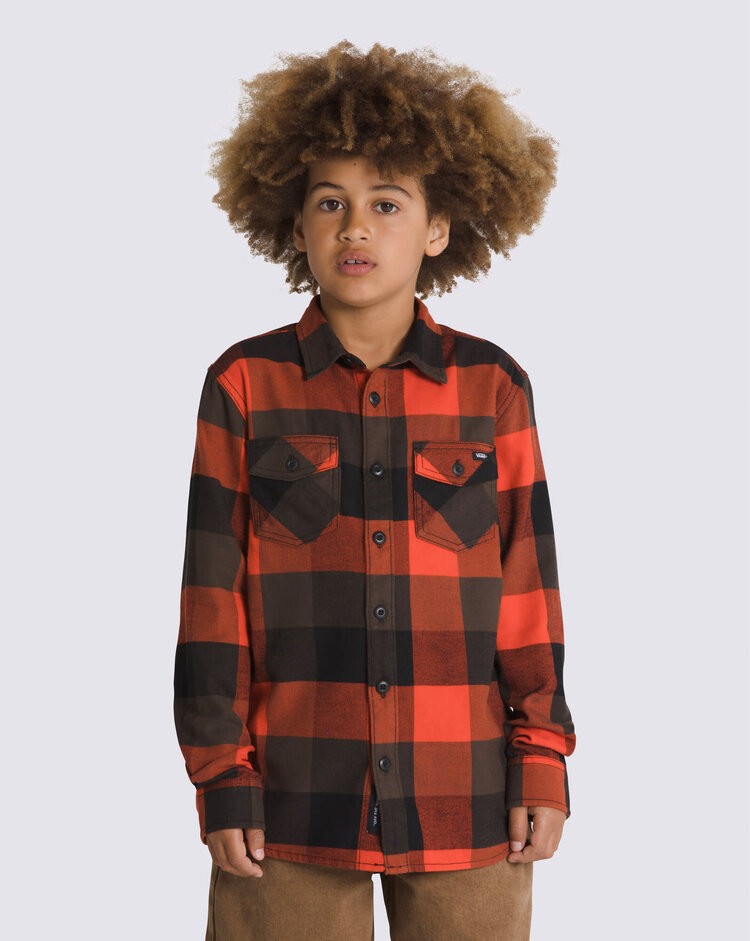 VANS VANS Kids Box Flannel Buttondown Shirt in Black/Fiesta