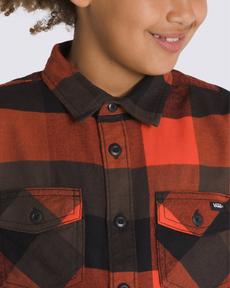 VANS VANS Kids Box Flannel Buttondown Shirt in Black/Fiesta