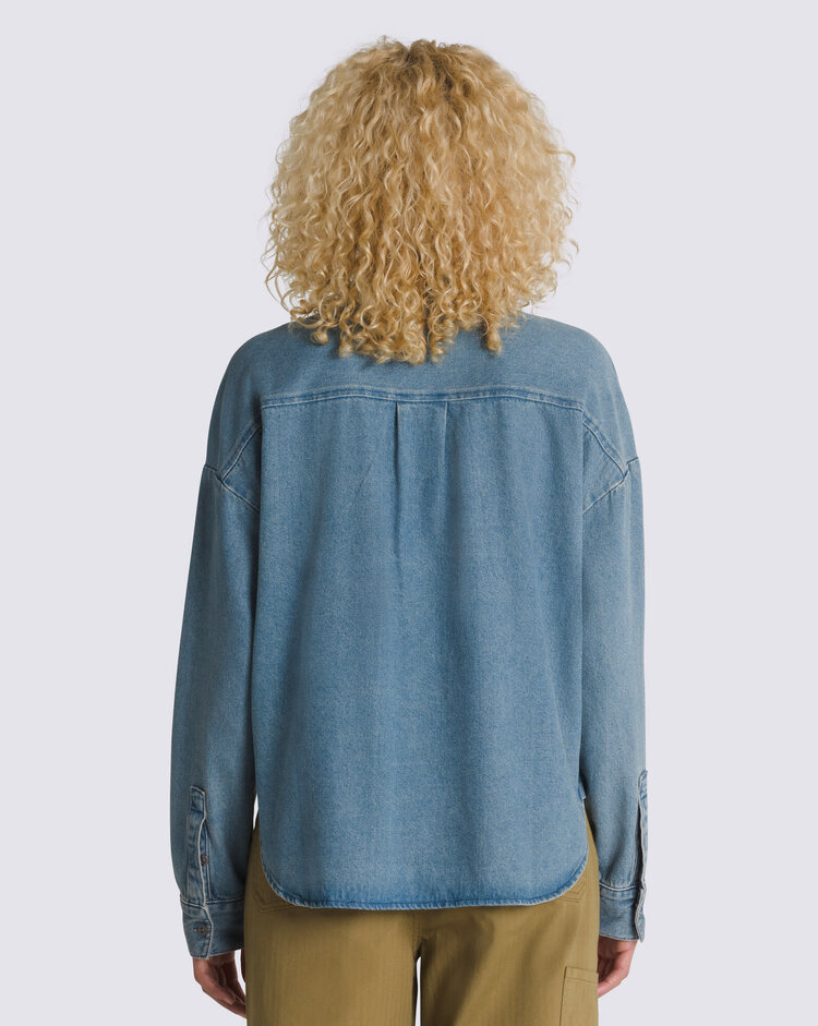 VANS VANS Antica Boxy Denim Long Sleeve Shirt Stone Wash