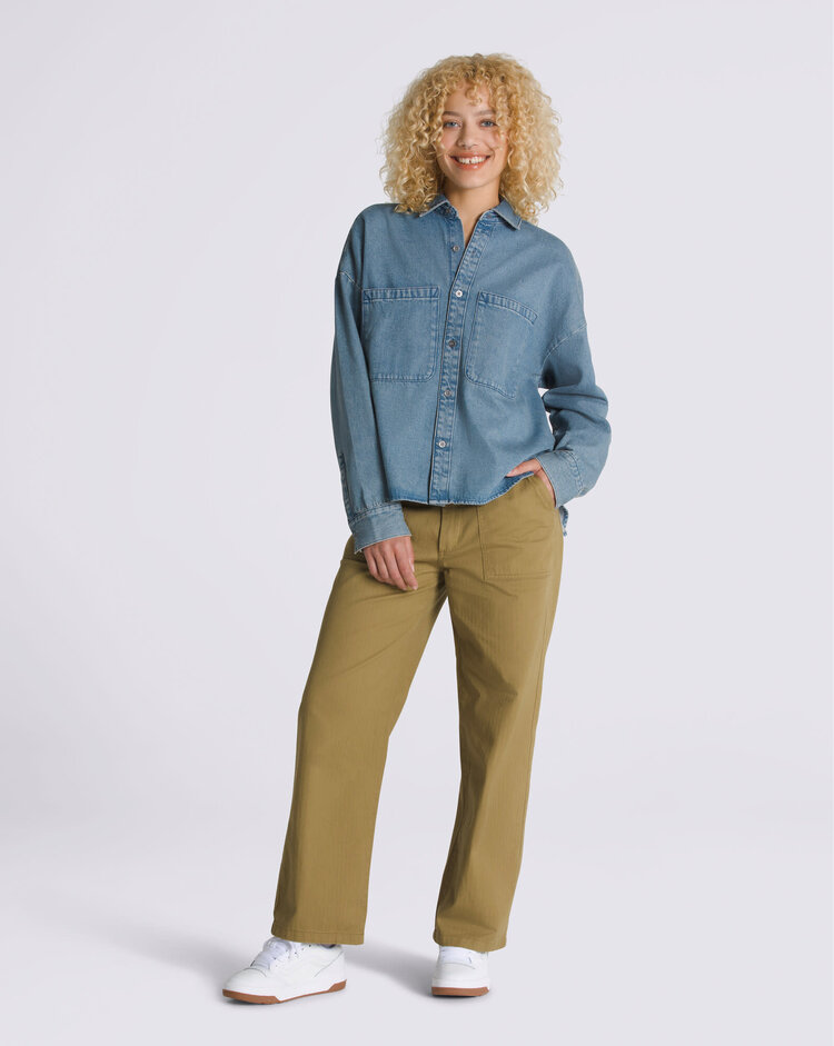 VANS VANS Antica Boxy Denim Long Sleeve Shirt Stone Wash