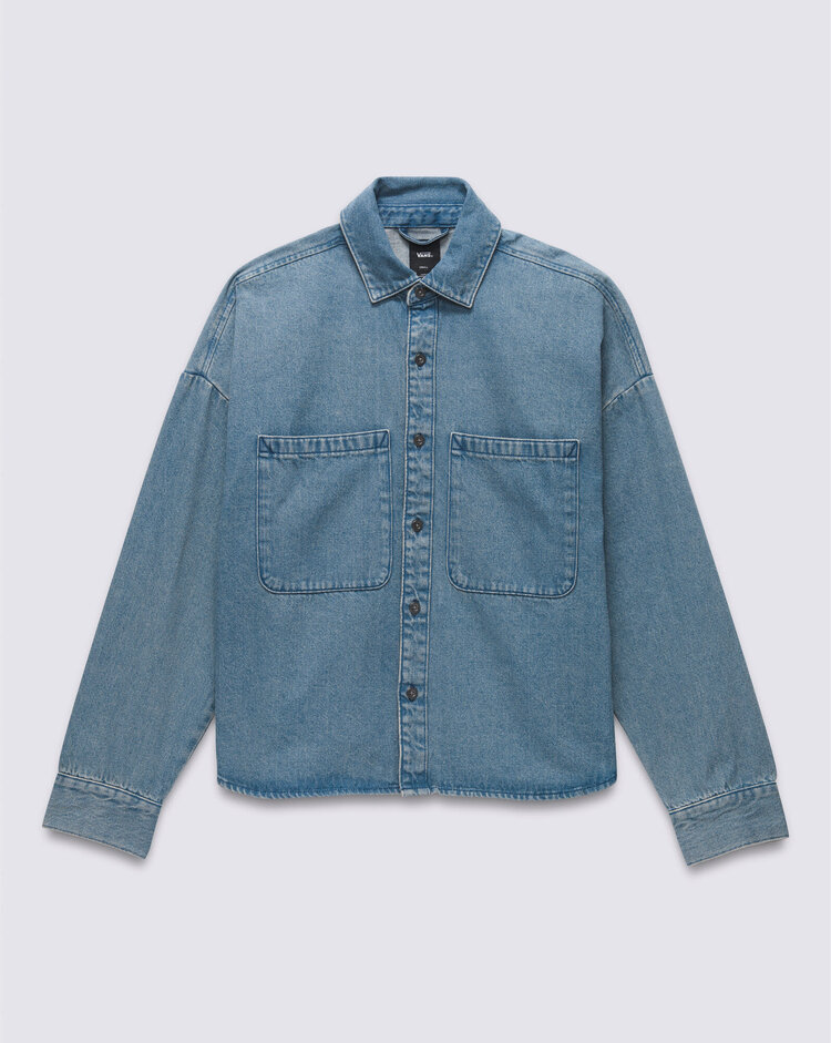 VANS VANS Antica Boxy Denim Long Sleeve Shirt Stone Wash