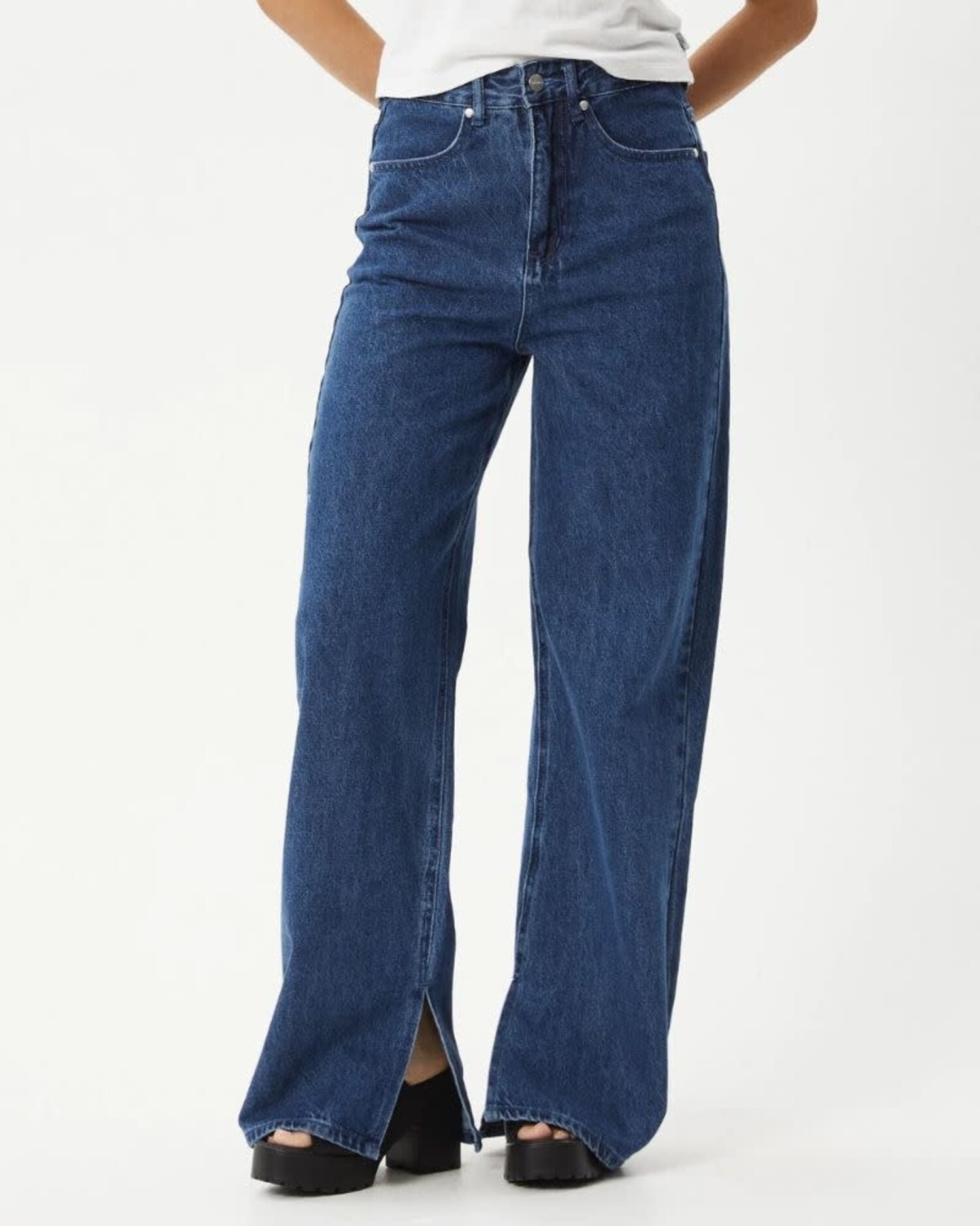 AFENDS Bella Hemp Denim Baggy Jeans Authentic Blue - Edge of the