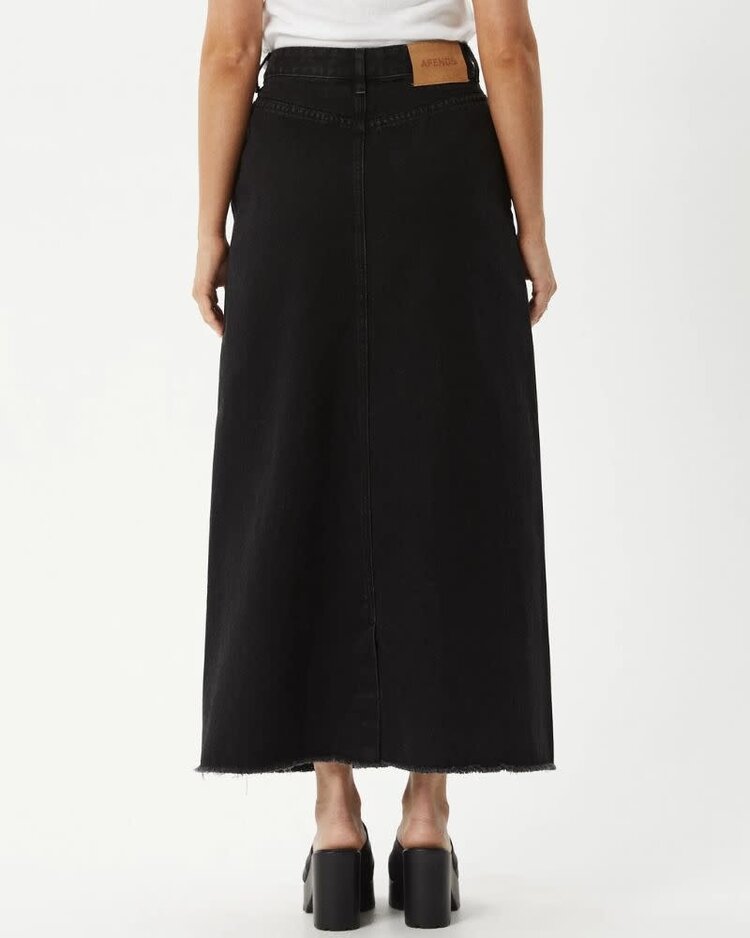 AFENDS AFENDS Chichi Organic Denim Midi Skirt Washed Black