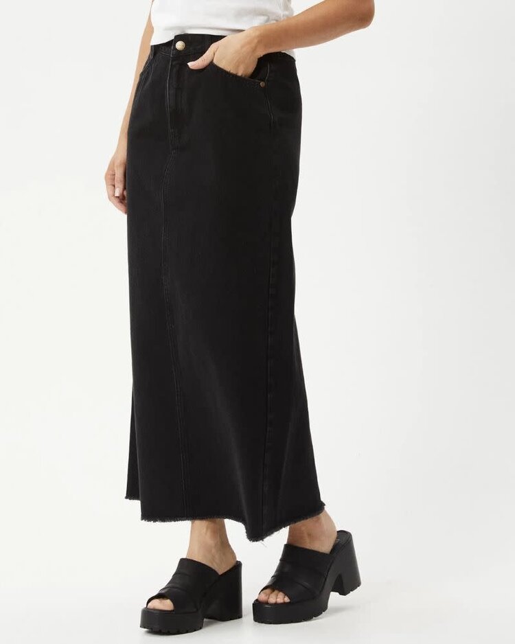 AFENDS AFENDS Chichi Organic Denim Midi Skirt Washed Black