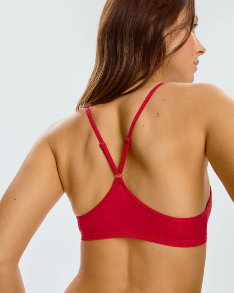 BLUSH BLUSH The Micro Lace Trim Bralette Red