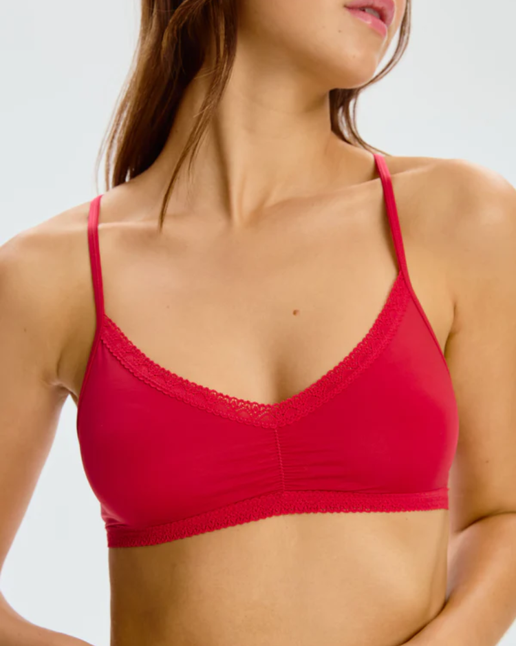 BLUSH BLUSH The Micro Lace Trim Bralette Red