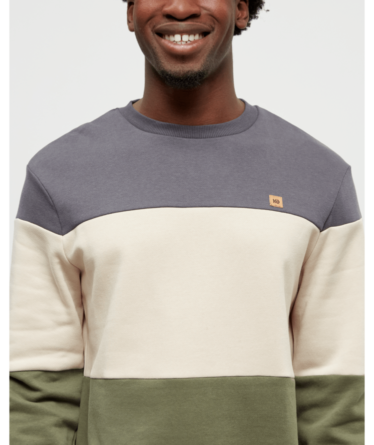 TENTREE TENTREE Men's Blocked Reynard Crew Graphite/Warm Oak/Deep Olive