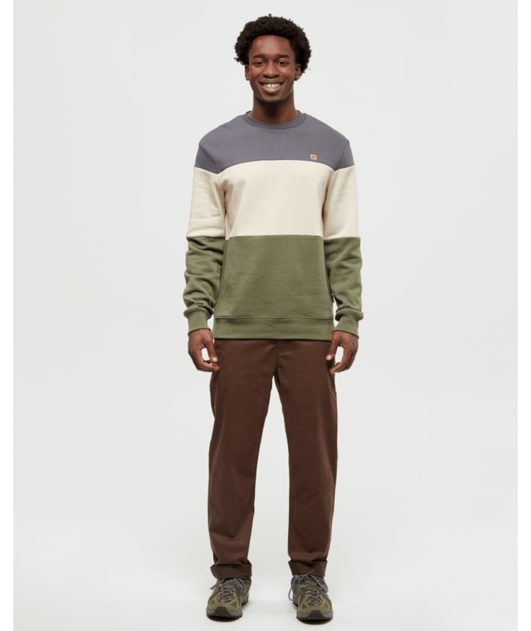 TENTREE TENTREE Men's Blocked Reynard Crew Graphite/Warm Oak/Deep Olive