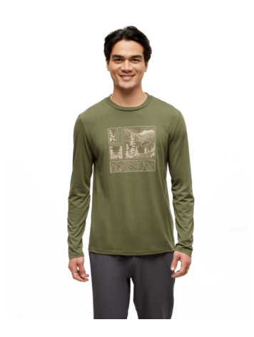 TENTREE TENTREE Men's Topography Stamp Longsleeve Deep Olive/Birchwood