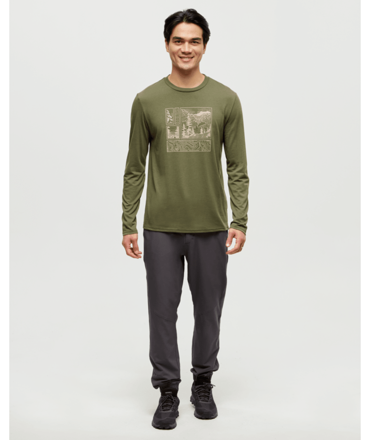TENTREE TENTREE Men's Topography Stamp Longsleeve Deep Olive/Birchwood