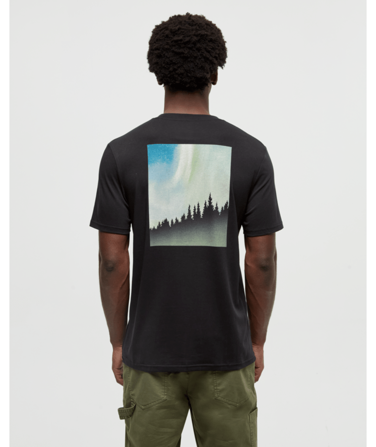 TENTREE TENTREE Men's Northern Aurora T-Shirt Meteorite Black/Aurora Treeline