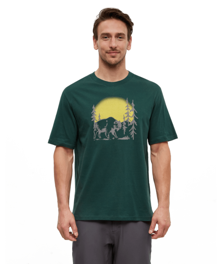 TENTREE TENTREE Men's Regenerative Boreal Bison T-Shirt Forest Pine/Amber Brown