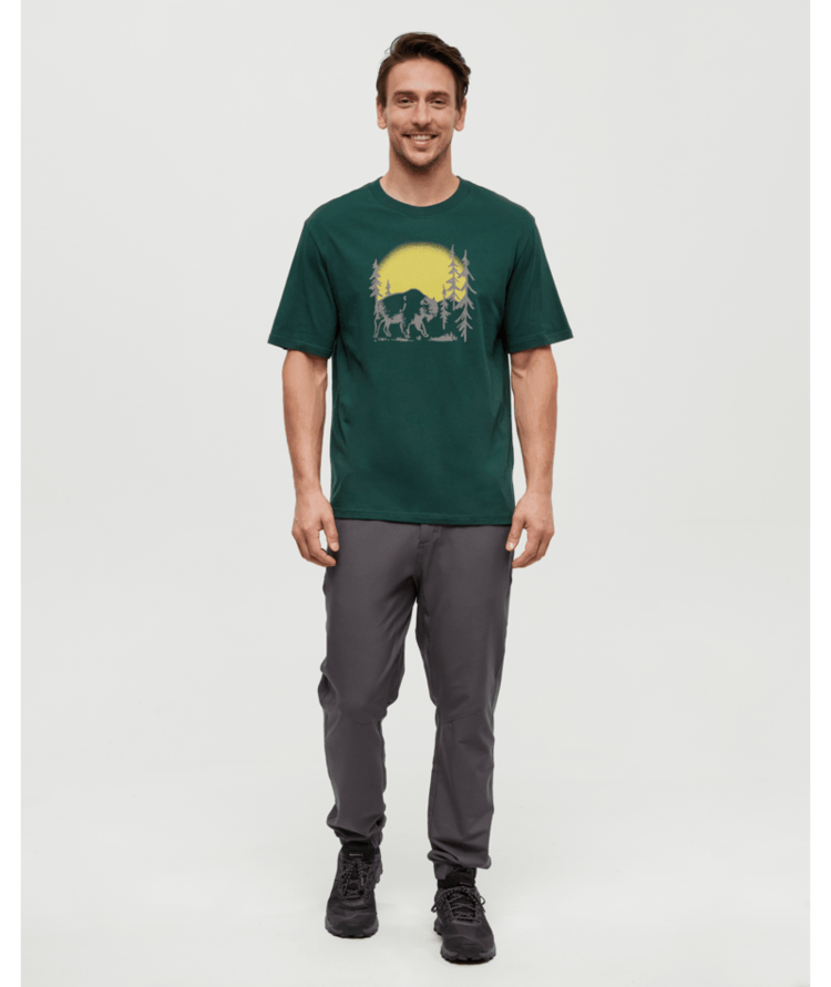TENTREE TENTREE Men's Regenerative Boreal Bison T-Shirt Forest Pine/Amber Brown