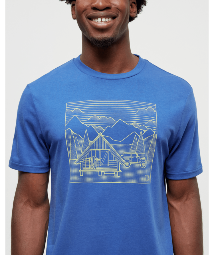 TENTREE TENTREE Men's Front Country Cabin T-Shirt Seaport/Chartreuse