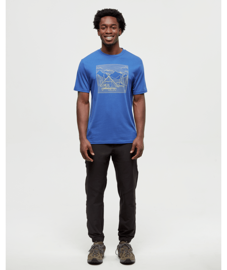 TENTREE TENTREE Men's Front Country Cabin T-Shirt Seaport/Chartreuse