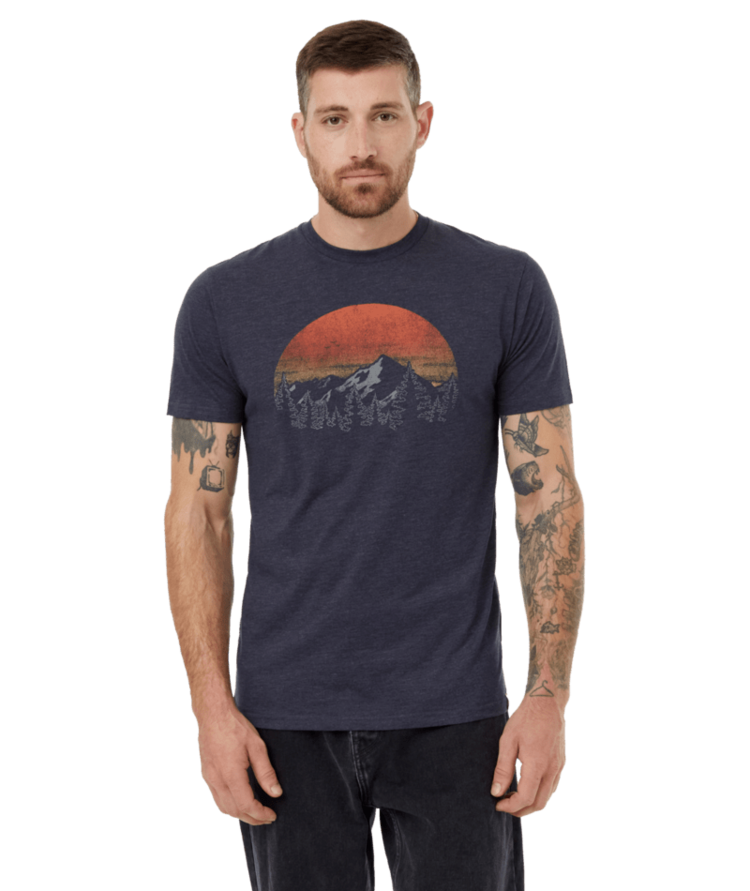 TENTREE TENTREE Men's Vintage Sunset T-Shirt Midnight Blue Heather/Arbutus