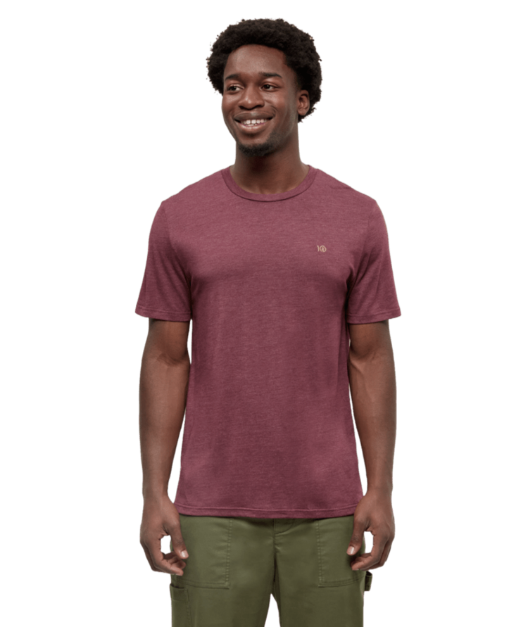 TENTREE TENTREE Men's Embroidered Ten T-Shirt Deep Burgundy Heather/Camel