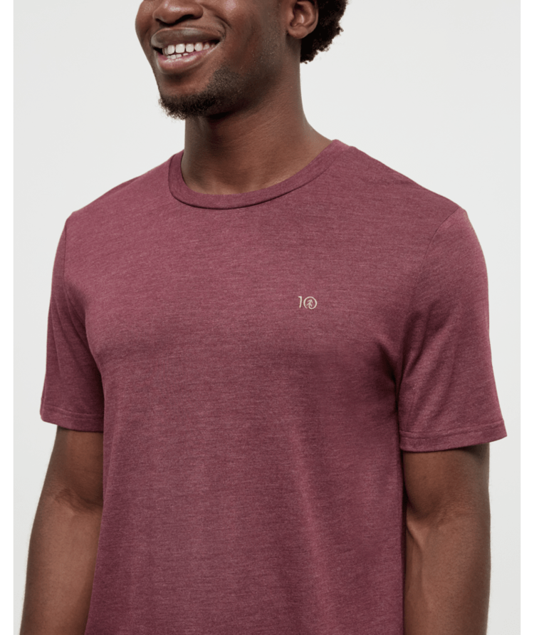 TENTREE TENTREE Men's Embroidered Ten T-Shirt Deep Burgundy Heather/Camel