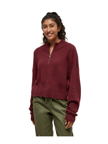 TENTREE TENTREE Women's Highline 1/4 Zip Mock Neck Deep Burgundy Heather