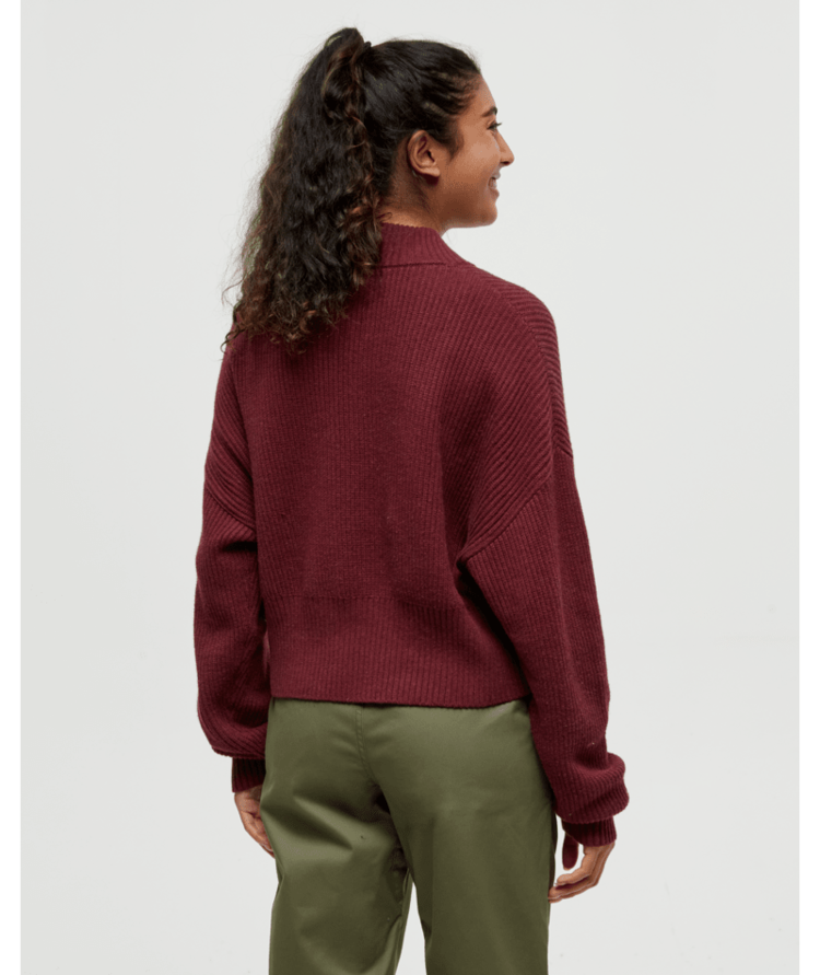 TENTREE TENTREE Women's Highline 1/4 Zip Mock Neck Deep Burgundy Heather