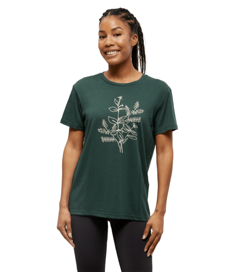 TENTREE TENTREE Women's Autumn Flora T-Shirt Forest Pine/Warm Oak