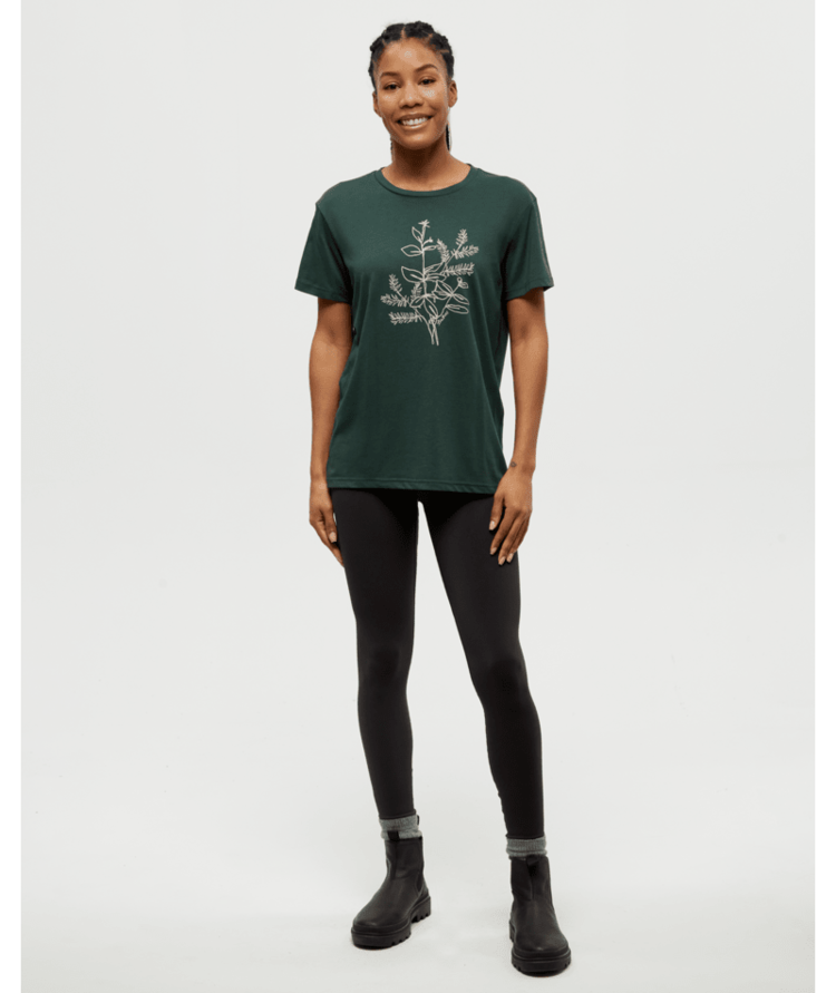 TENTREE TENTREE Women's Autumn Flora T-Shirt Forest Pine/Warm Oak