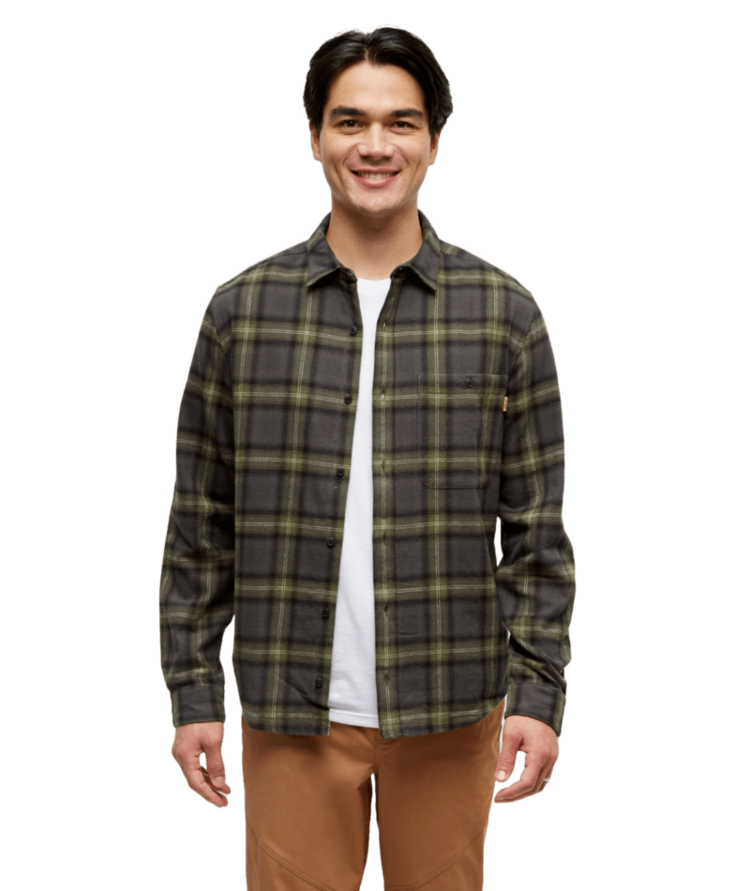 TENTREE TENTREE Men's Forest Flannel Shirt Deep Olive/Arbutus Plaid