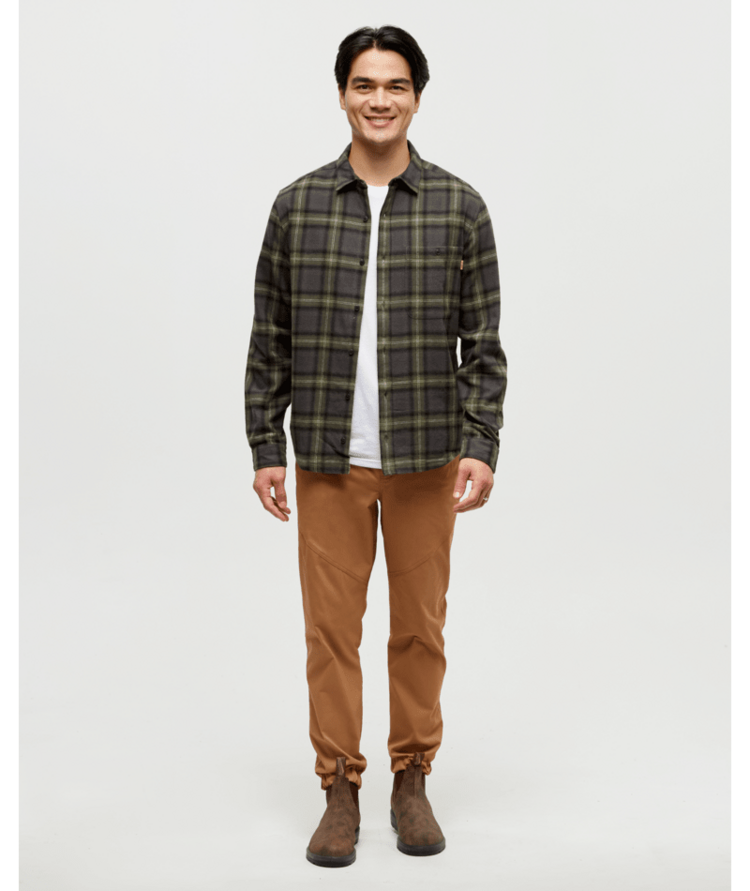 TENTREE TENTREE Men's Forest Flannel Shirt Deep Olive/Arbutus Plaid