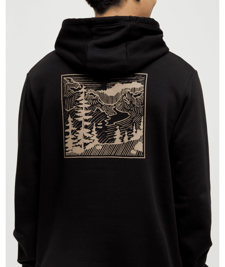 TENTREE TENTREE Men's Etched Mountain Hoodie Meteorite Black/Birchwood