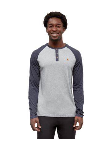 TENTREE TENTREE Men's Baker Henley Longsleeve Harbour Grey Heather/Midnight Blue Heather
