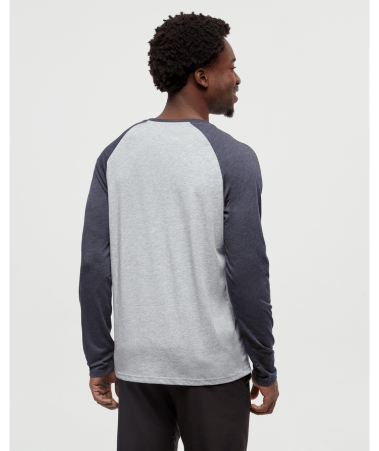 TENTREE TENTREE Men's Baker Henley Longsleeve Harbour Grey Heather/Midnight Blue Heather
