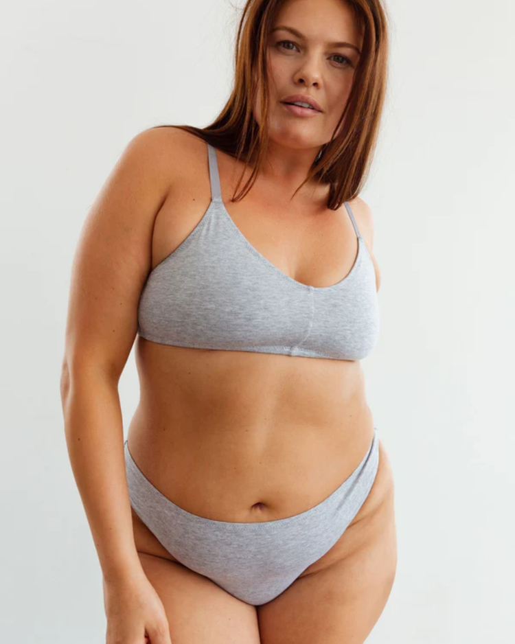 BLUSH BLUSH The Cotton High Leg Thong Heather Grey